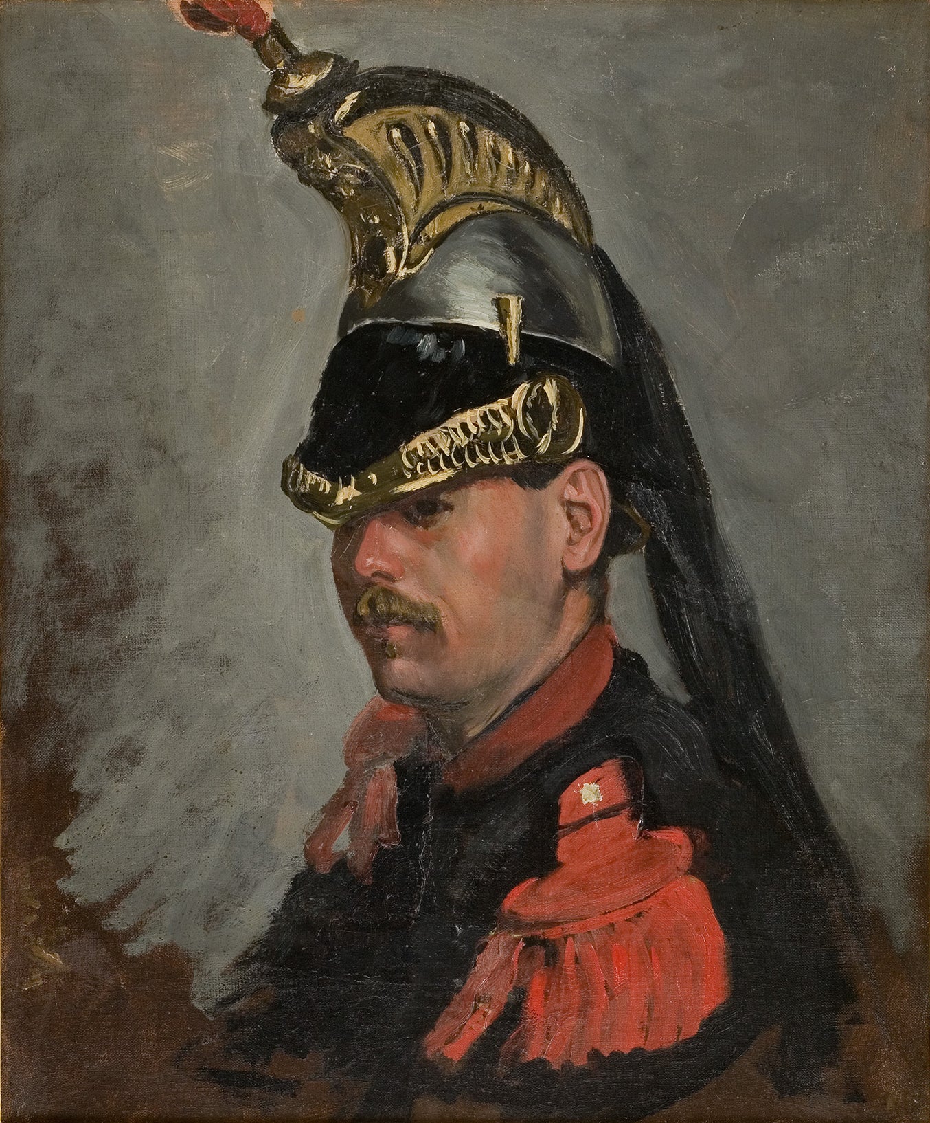 Reproduction du tableau « Portrait de M. Alphonse Tissié en cuirassier - Frédéric Bazille » par Alpha Reproduction en peinture à l’huile