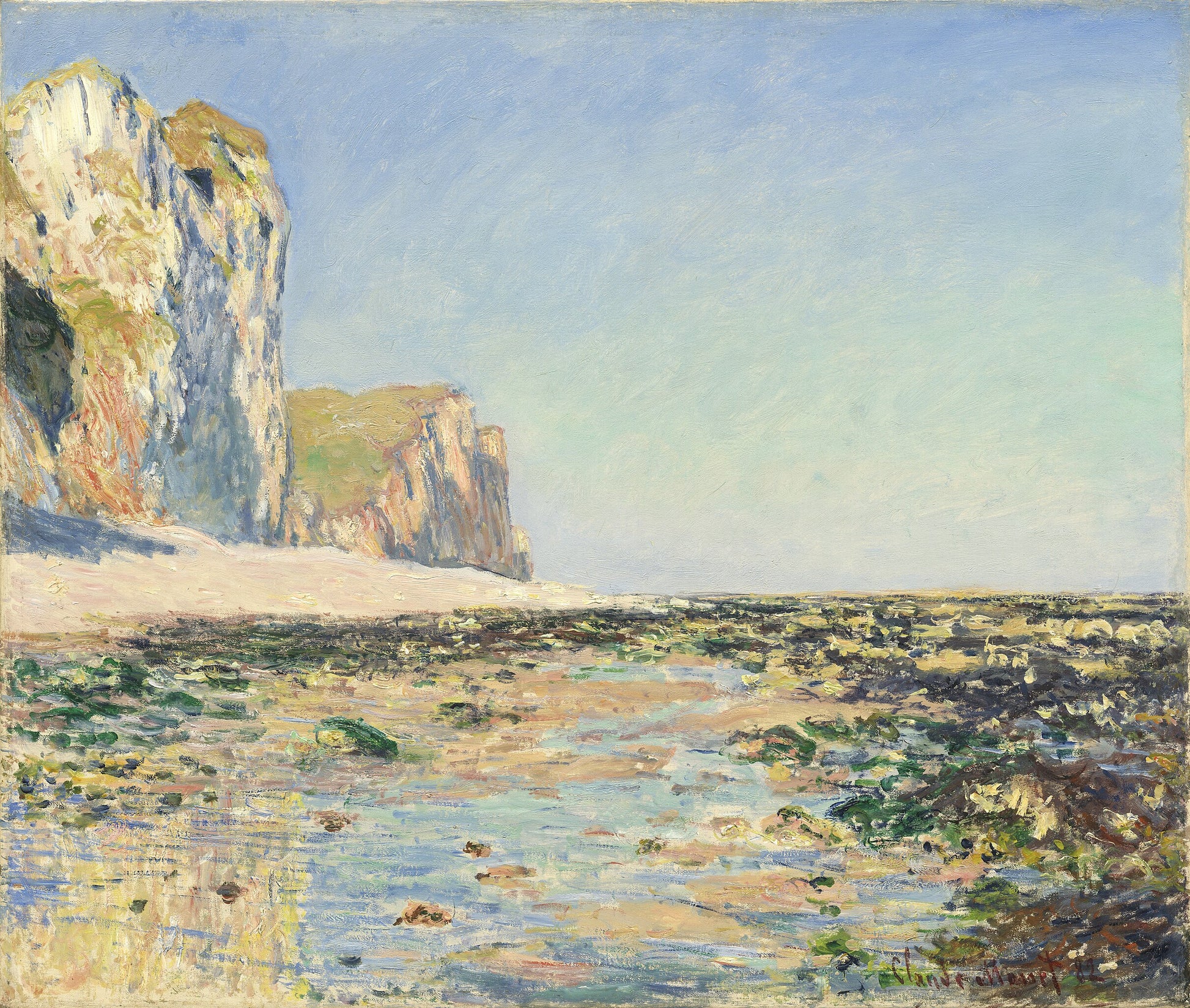 Merenranta ja Pourvillen kallioita aamulla - Claude Monet