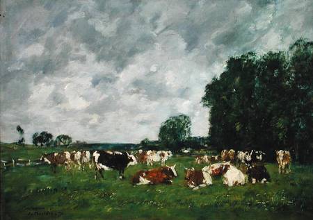 Reproduction du tableau « Pâturage à Fervaques - Eugène Boudin » par Alpha Reproduction en peinture à l’huile