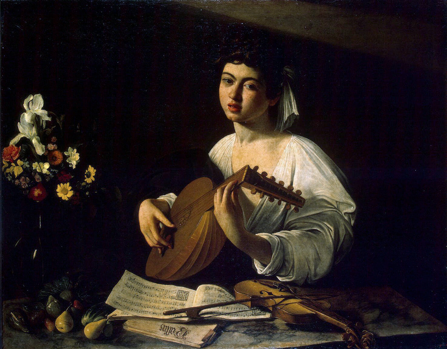 Reproduction du tableau « Joueur de luth - Le Caravage » par Alpha Reproduction en peinture à l’huile