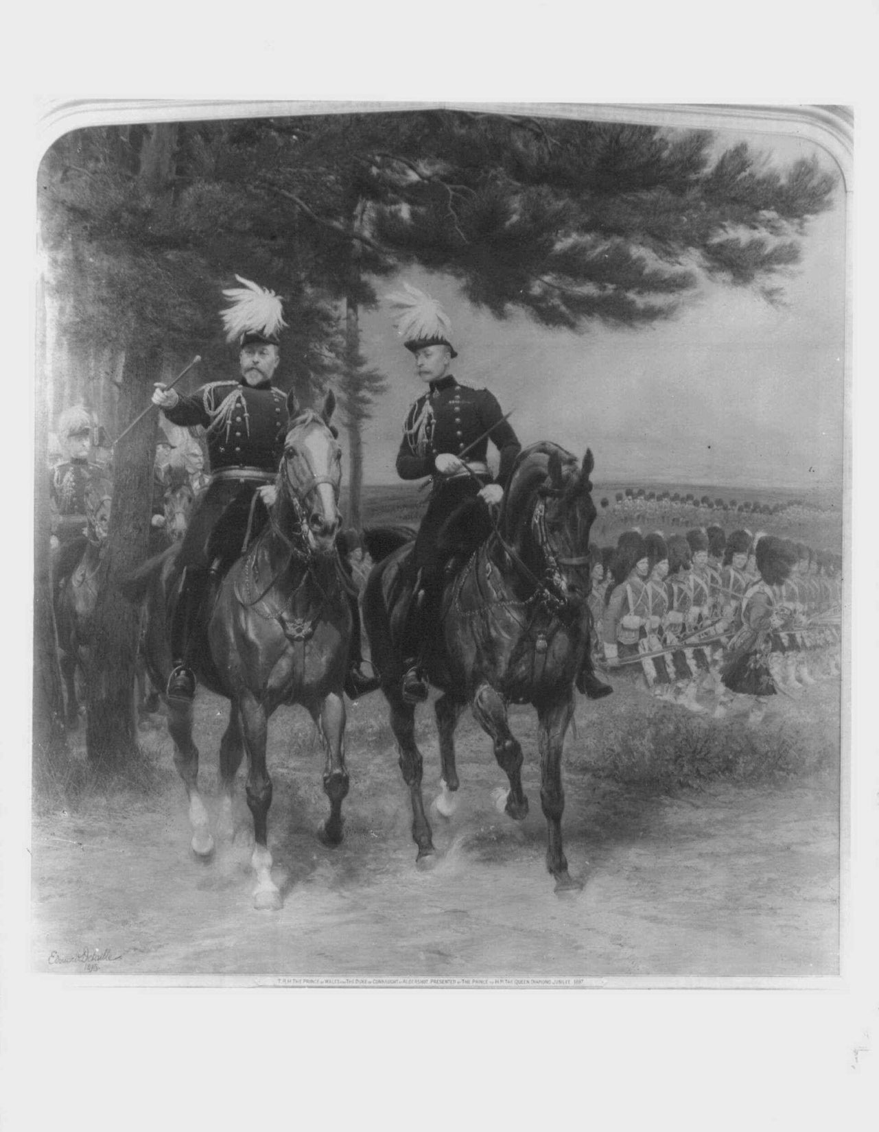 Le roi Édouard VII, alors prince de Galles, avec Arthur, duc de Connaught à Aldershot - Édouard Detaille