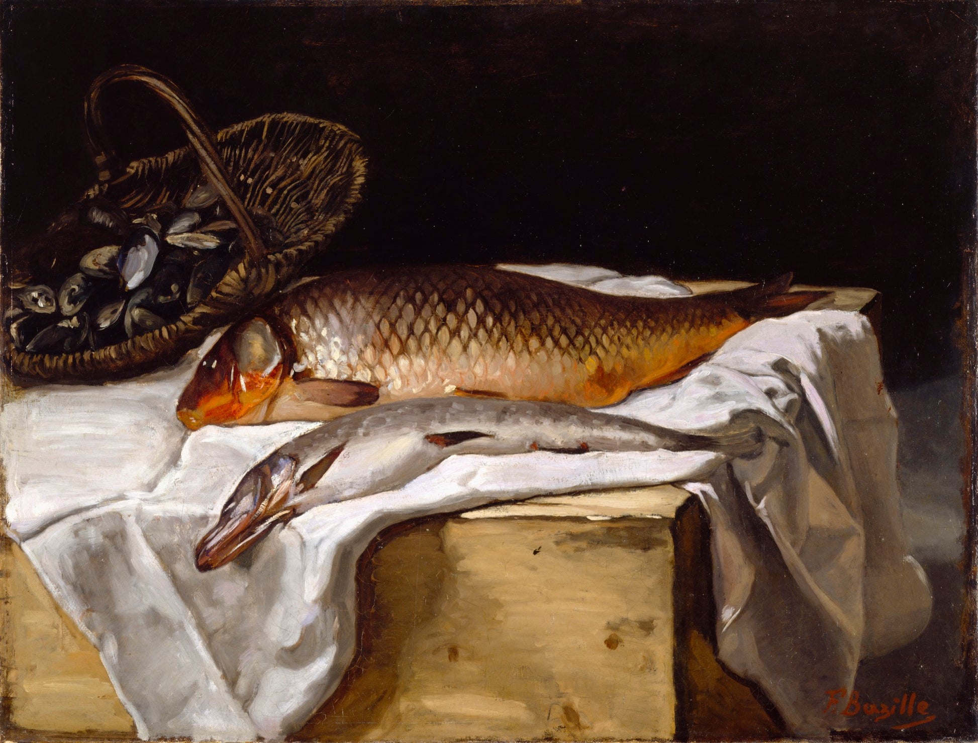 Reproduction du tableau « Nature morte avec du poisson - Frédéric Bazille » par Alpha Reproduction en peinture à l’huile