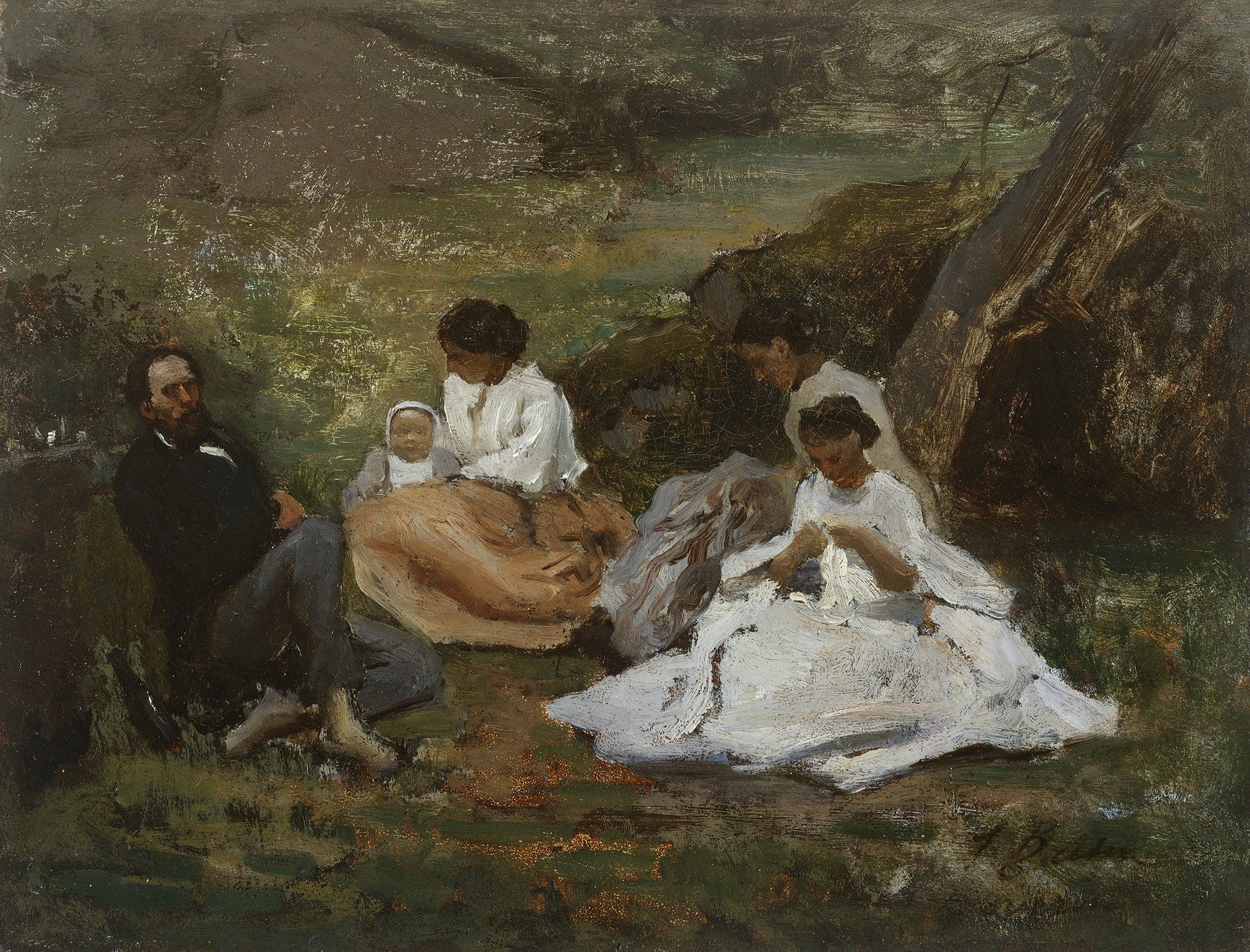 Réunion de famille à Bourron-Marlotte (Théodore de Banville dans la forêt de Fontainebleau) - Jules Breton