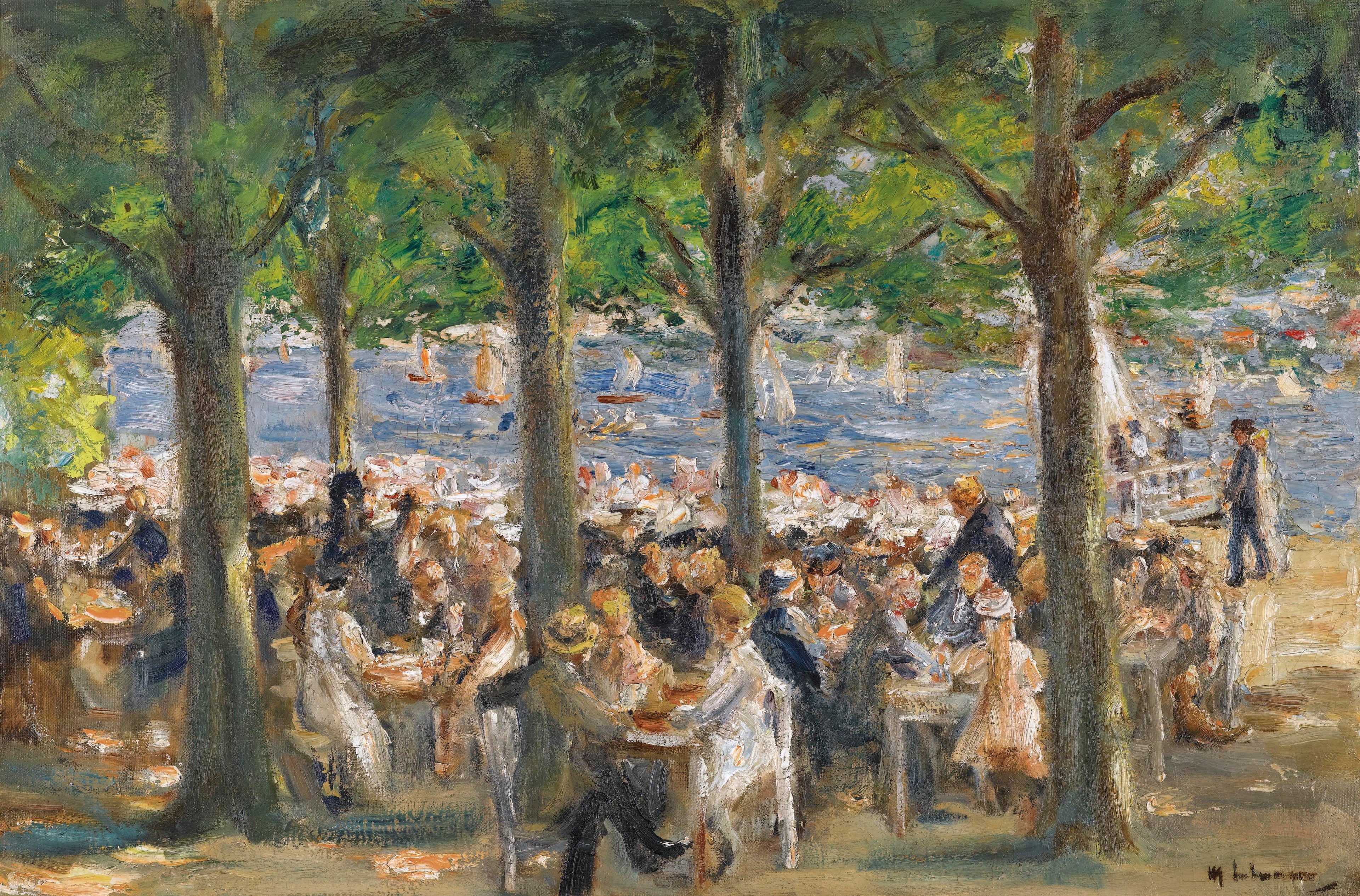 Biergarten Havelin rannalla puiden alla - Max Liebermann