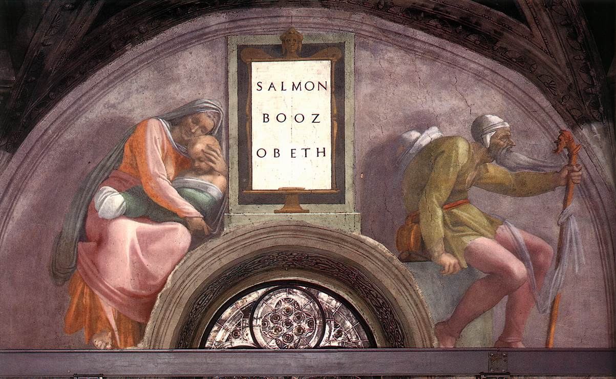 Reproduction du tableau « Saumon, Booz et Jobed - Michel-Ange » par Alpha Reproduction en peinture à l’huile