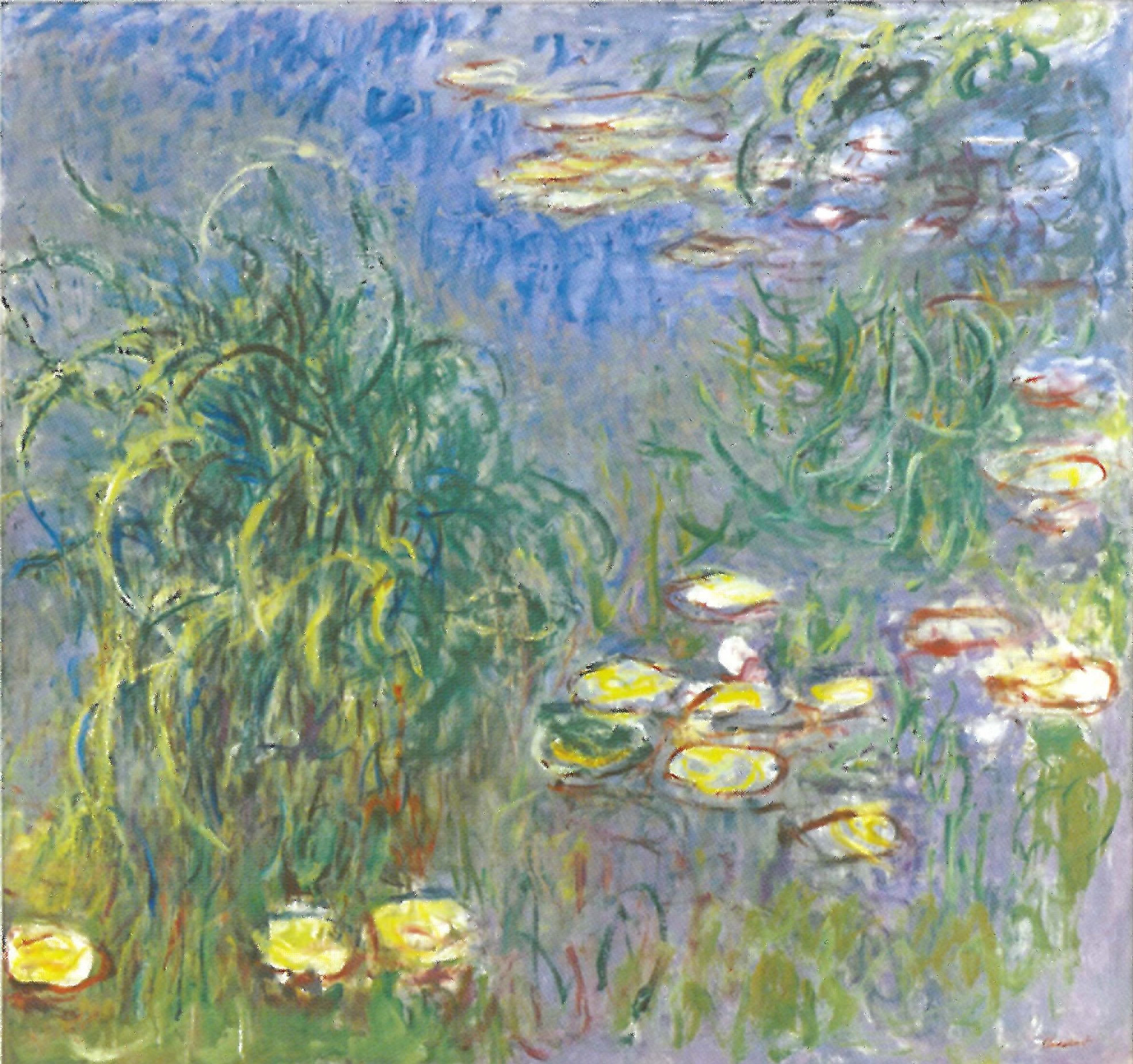 Reproduction du tableau « Nymphéas, bouquet d'herbes - Claude Monet » par Alpha Reproduction en peinture à l’huile