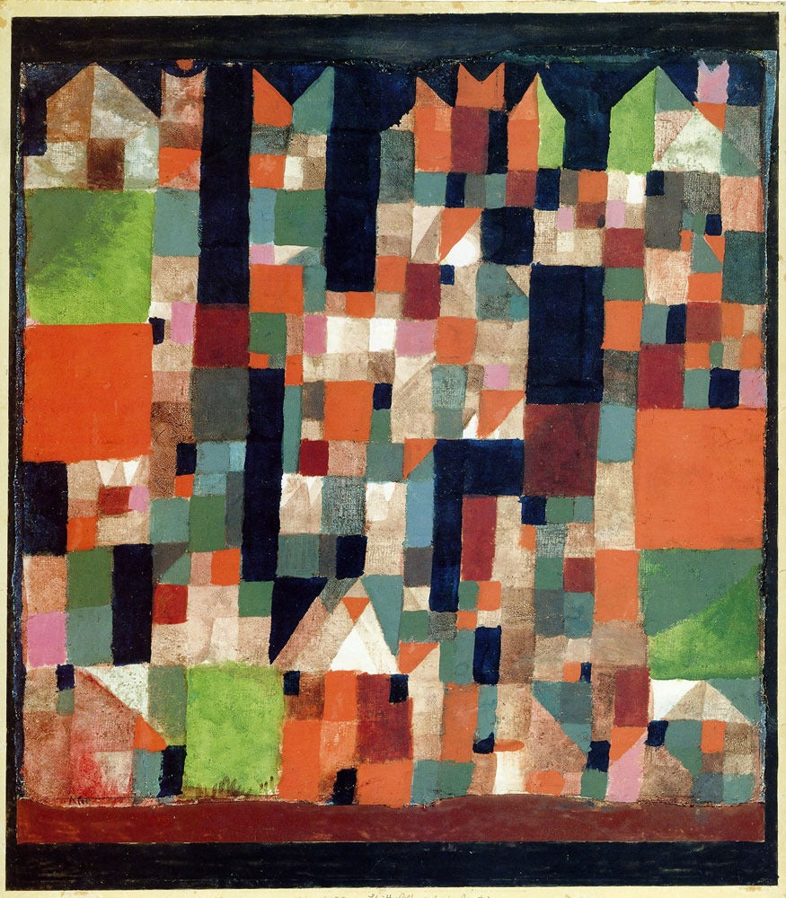 Kaupungin kuva (punaisia/vihreitä aksentteja) - Paul Klee