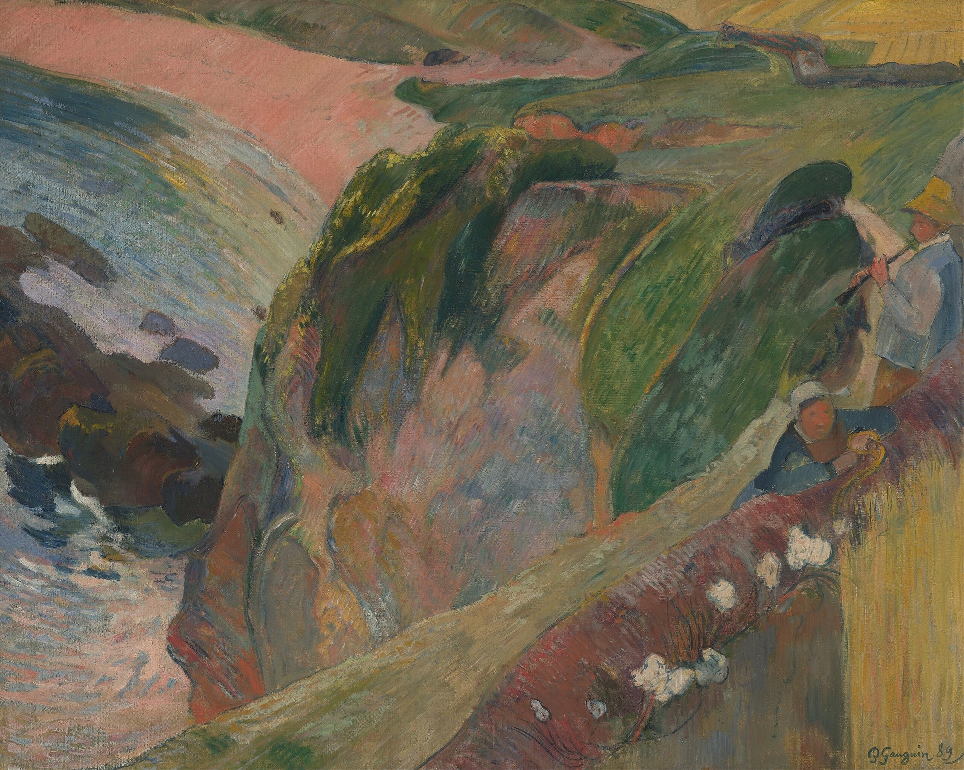 Flageolet-soittaja kallion reunalla - Paul Gauguin