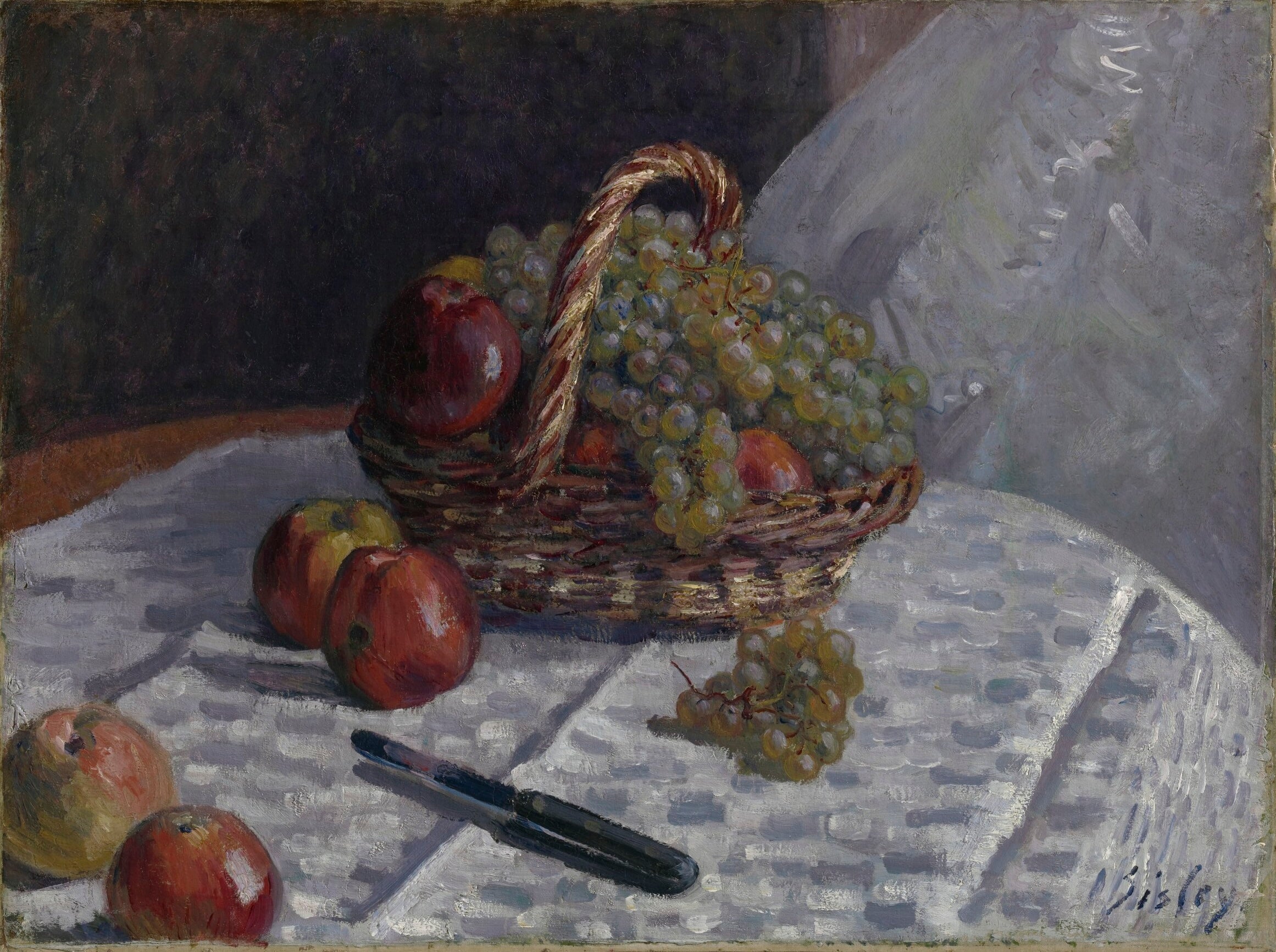 Reproduction du tableau « Nature morte, pommes et raisins - Alfred Sisley » par Alpha Reproduction en peinture à l’huile