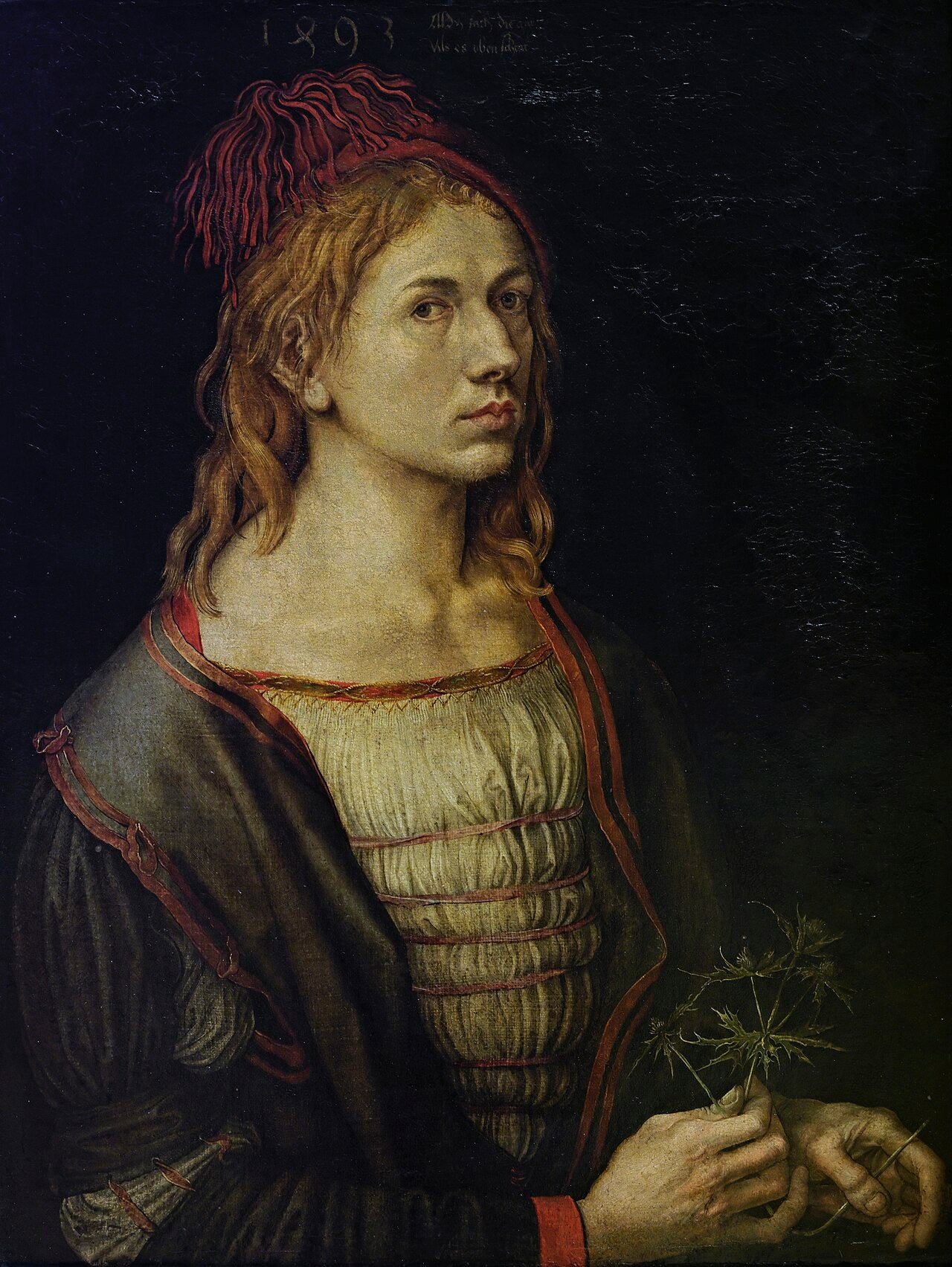 Taiteilijan muotokuva ohdakkeesta - Albrecht Dürer