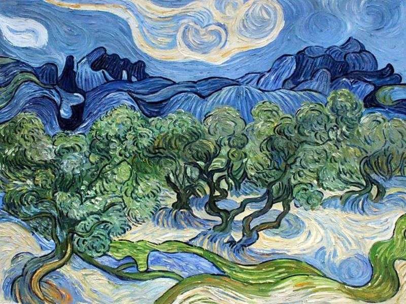 Oliivipuut Alpillesin taustalla - Vincent van Gogh