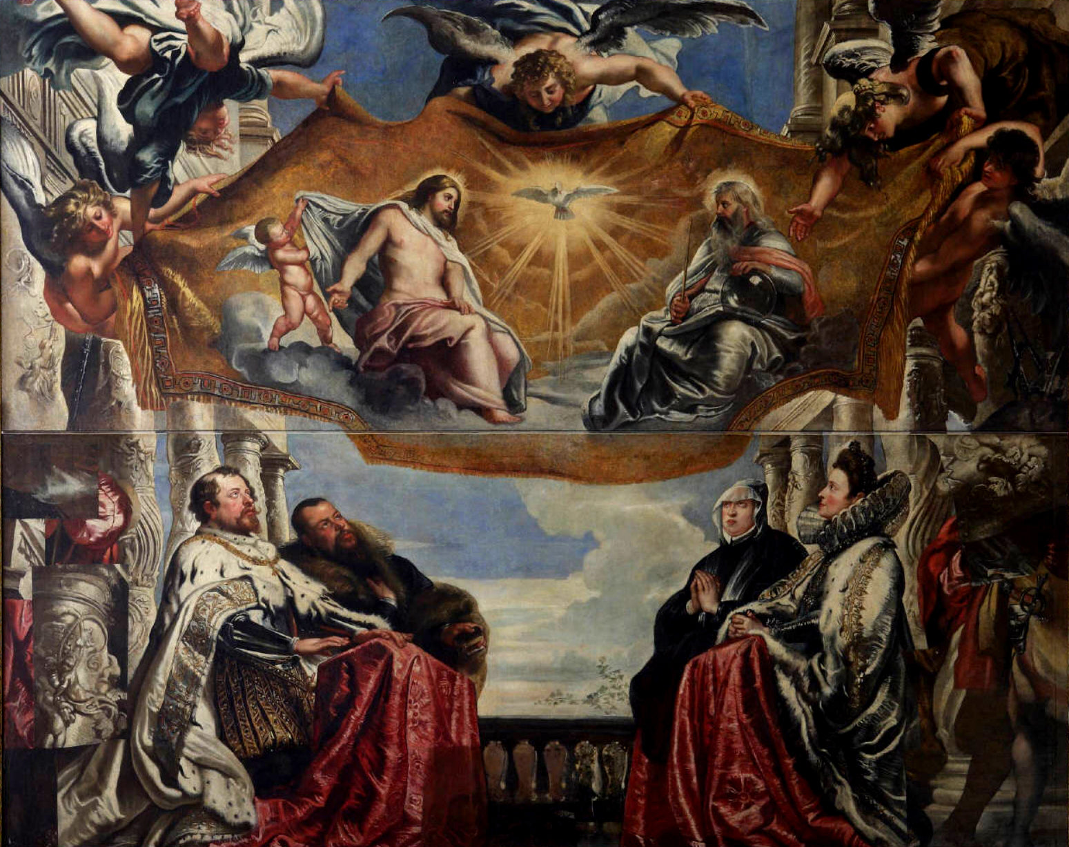 Gonzagan perhe Pyhän Kolminaisuuden palvonnassa - Peter Paul Rubens