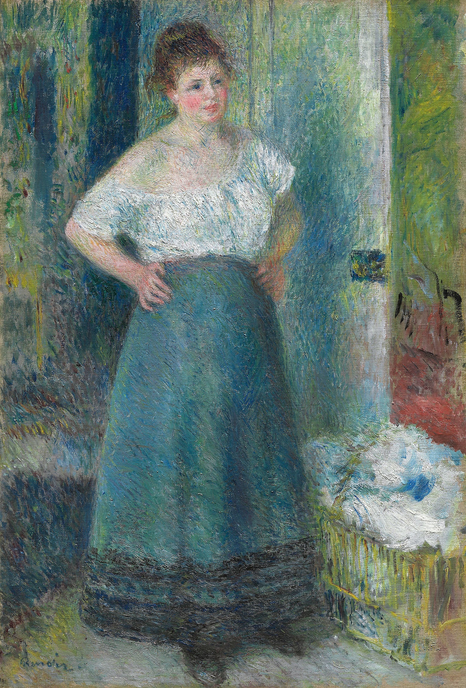Reproduction du tableau « La blanchisseuse - Pierre-Auguste Renoir » par Alpha Reproduction en peinture à l’huile