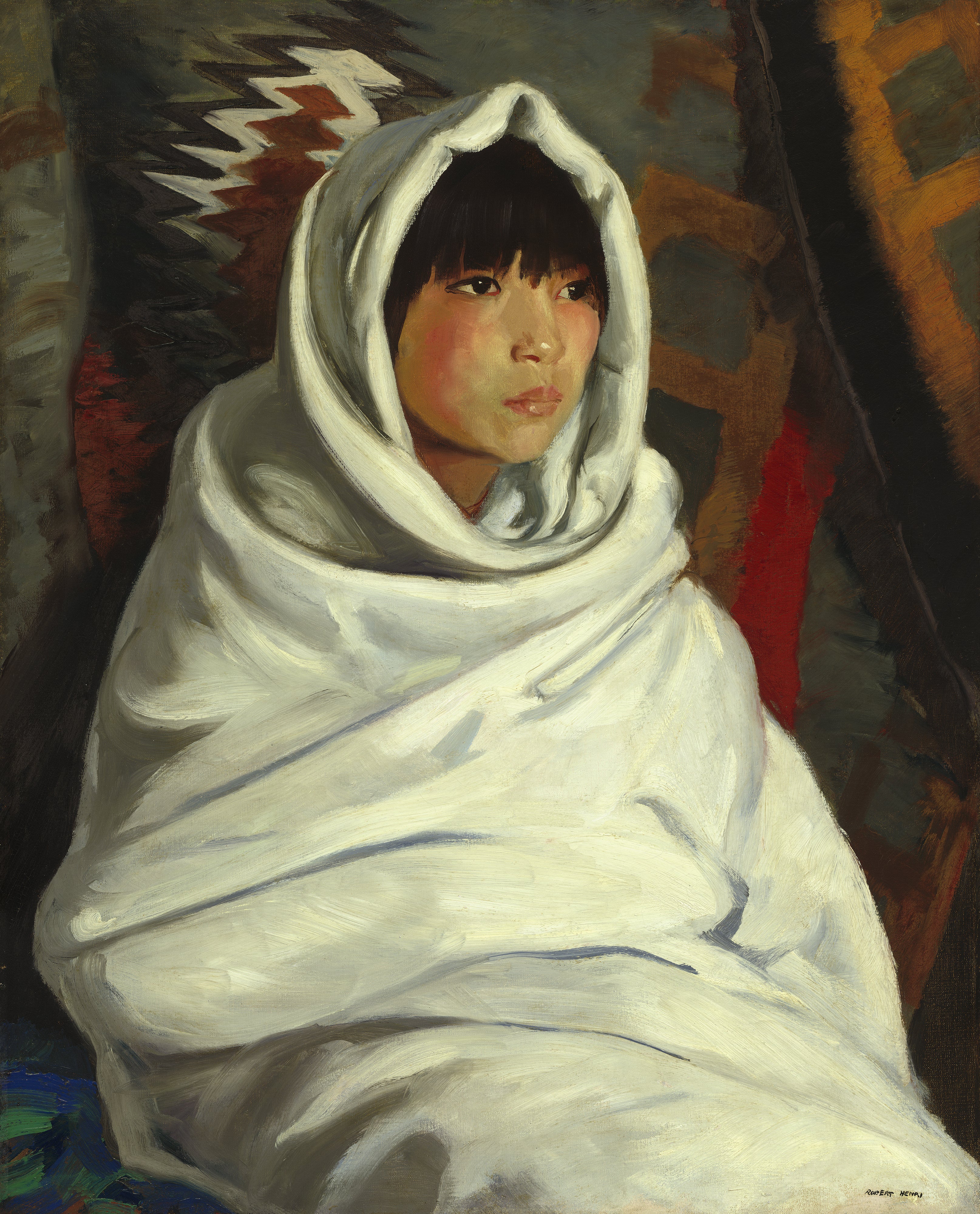Fille indienne dans une couverture blanche - Robert Henri