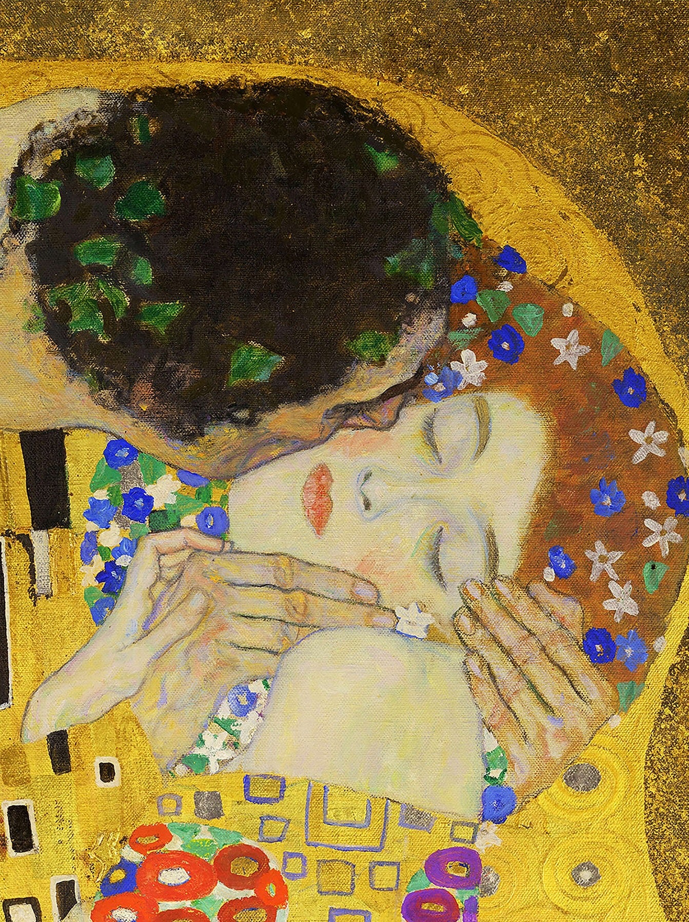 Reproduction du tableau « 💋 Le Baiser (Détail IV) – Gustav Klimt (1907-1908) » par Alpha Reproduction en peinture à l’huile