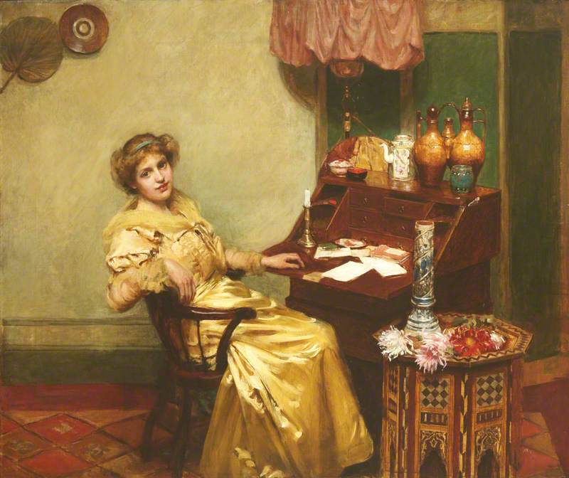 Fille dans un bureau - William Merritt Chase