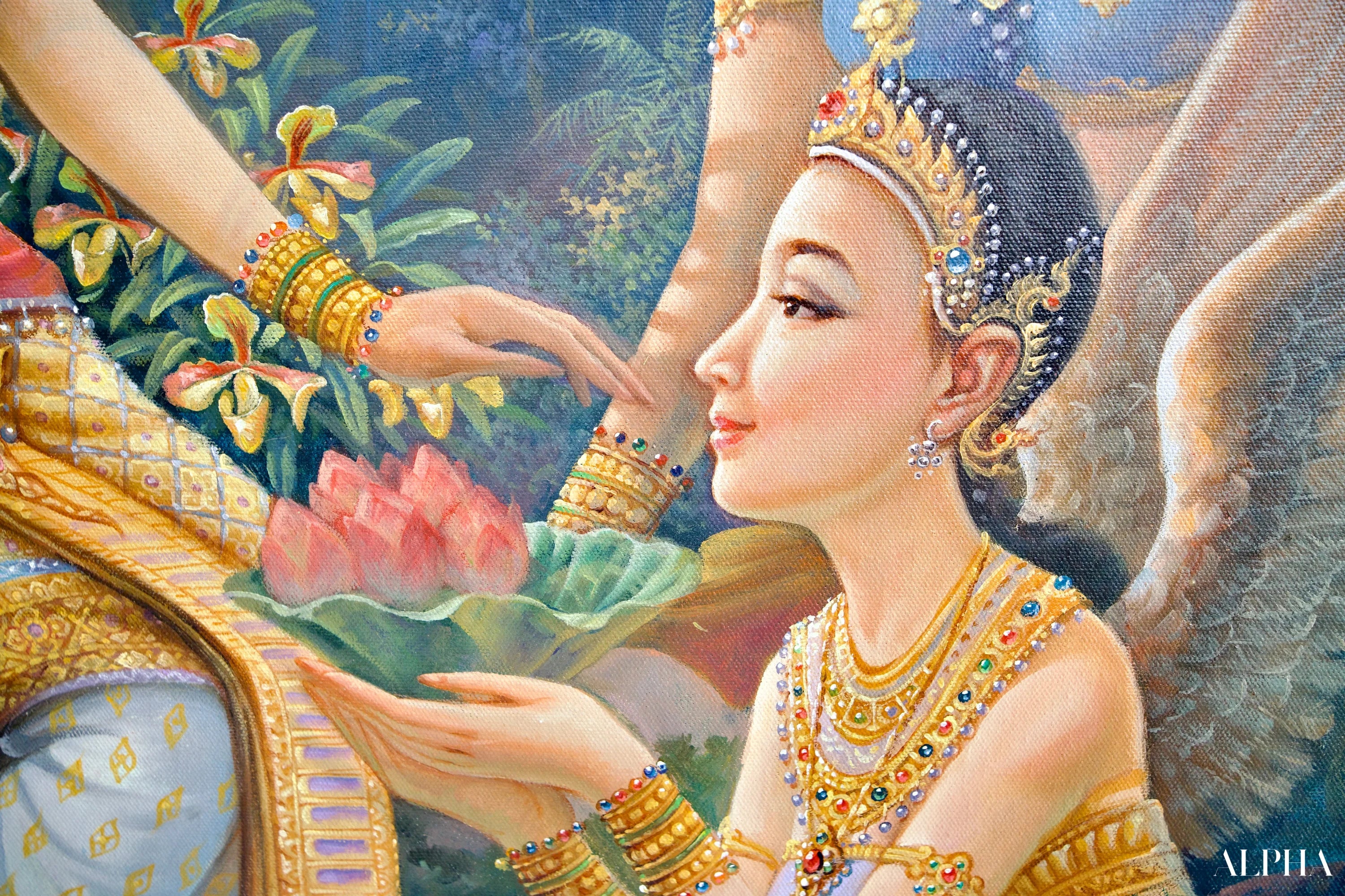 Déesse Kinnaree | 170 x 120 cm Reproductions de tableaux à la peinture à l’huile