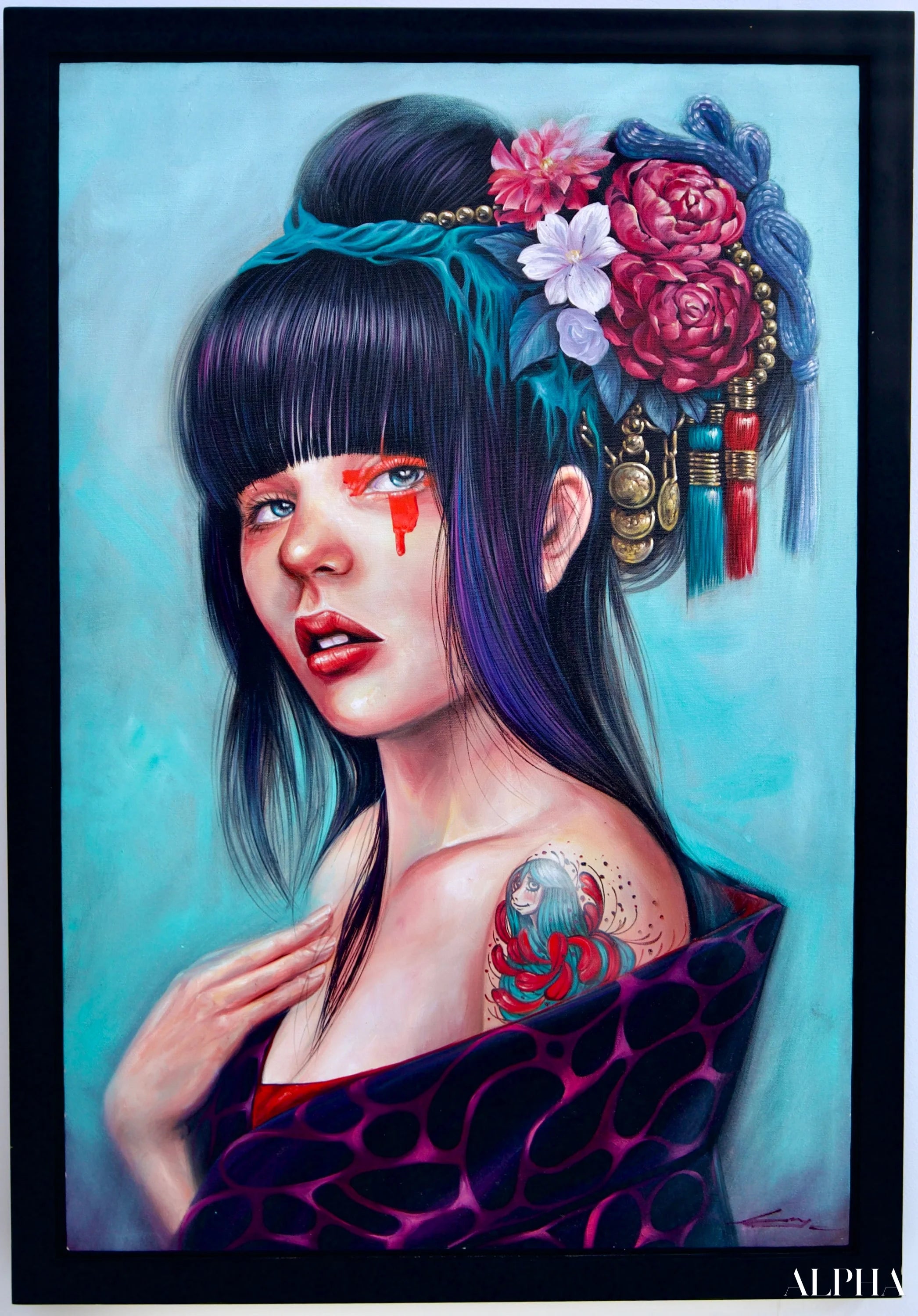 Girl with a floral bun - Banlay | 60 x 90 cm Reproductions de tableaux à la peinture à l’huile