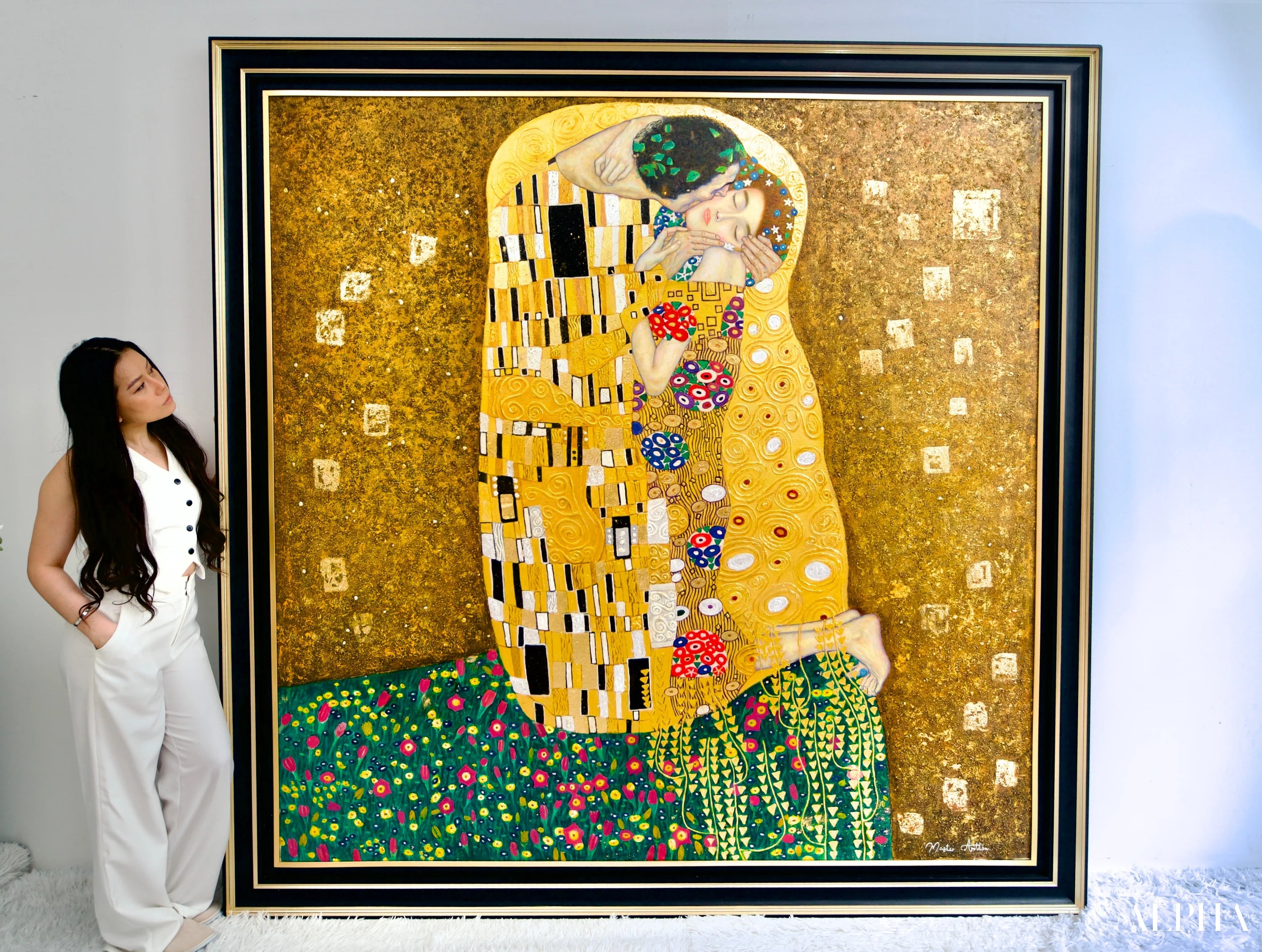 Le Baiser Réimaginé par Master Apollon | 200 x 200 cm Reproductions de tableaux à la peinture à l’huile