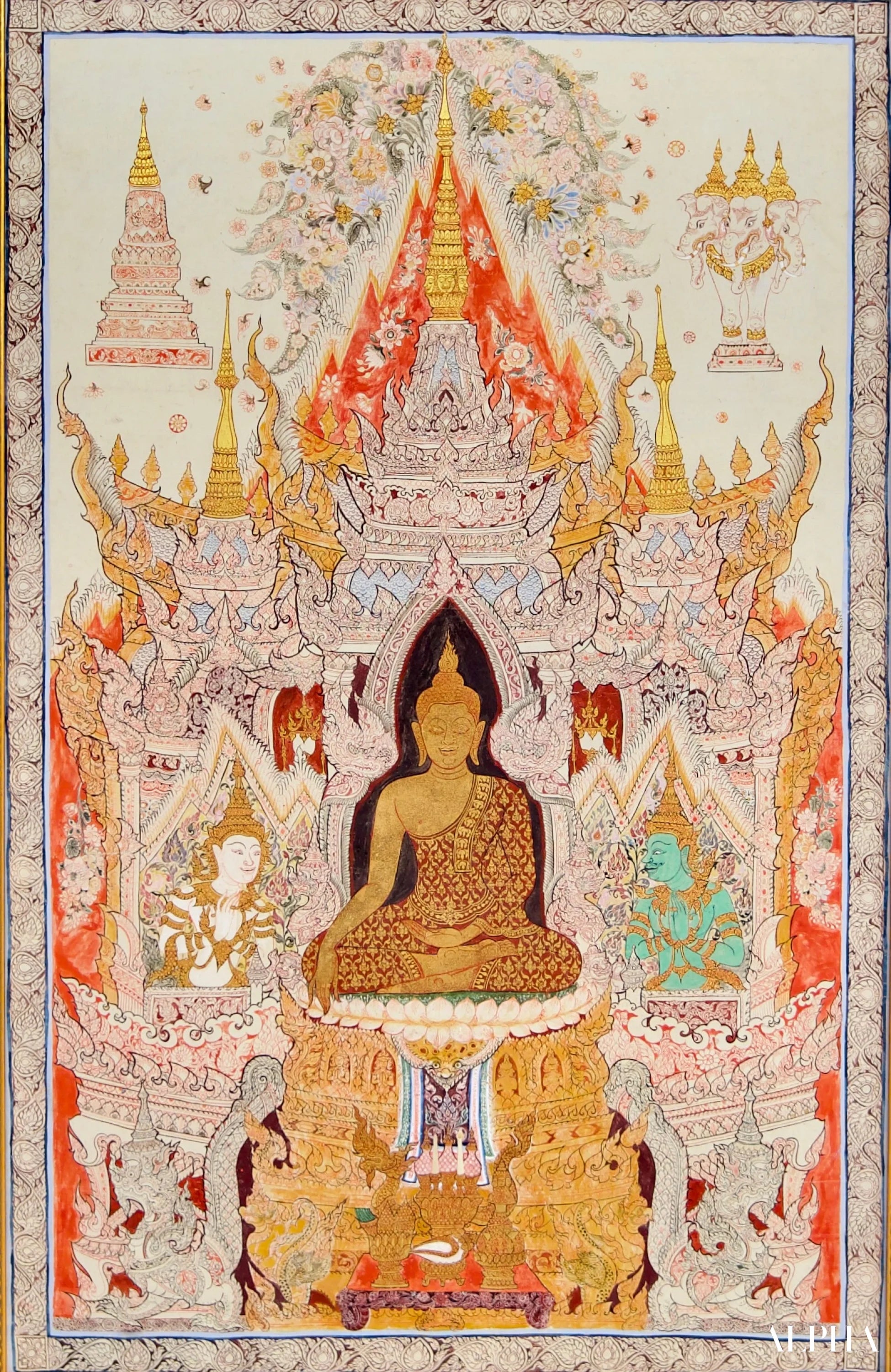 Le Bouddha Blanc - Komain | 70 x 105 cm Reproductions de tableaux à la peinture à l’huile