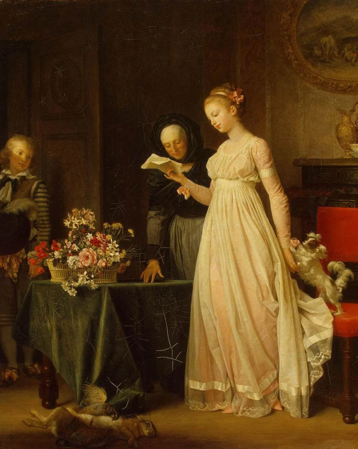 Scène de cadeau peinte par Marguerite Gérard pour un guide de tableaux à offrir