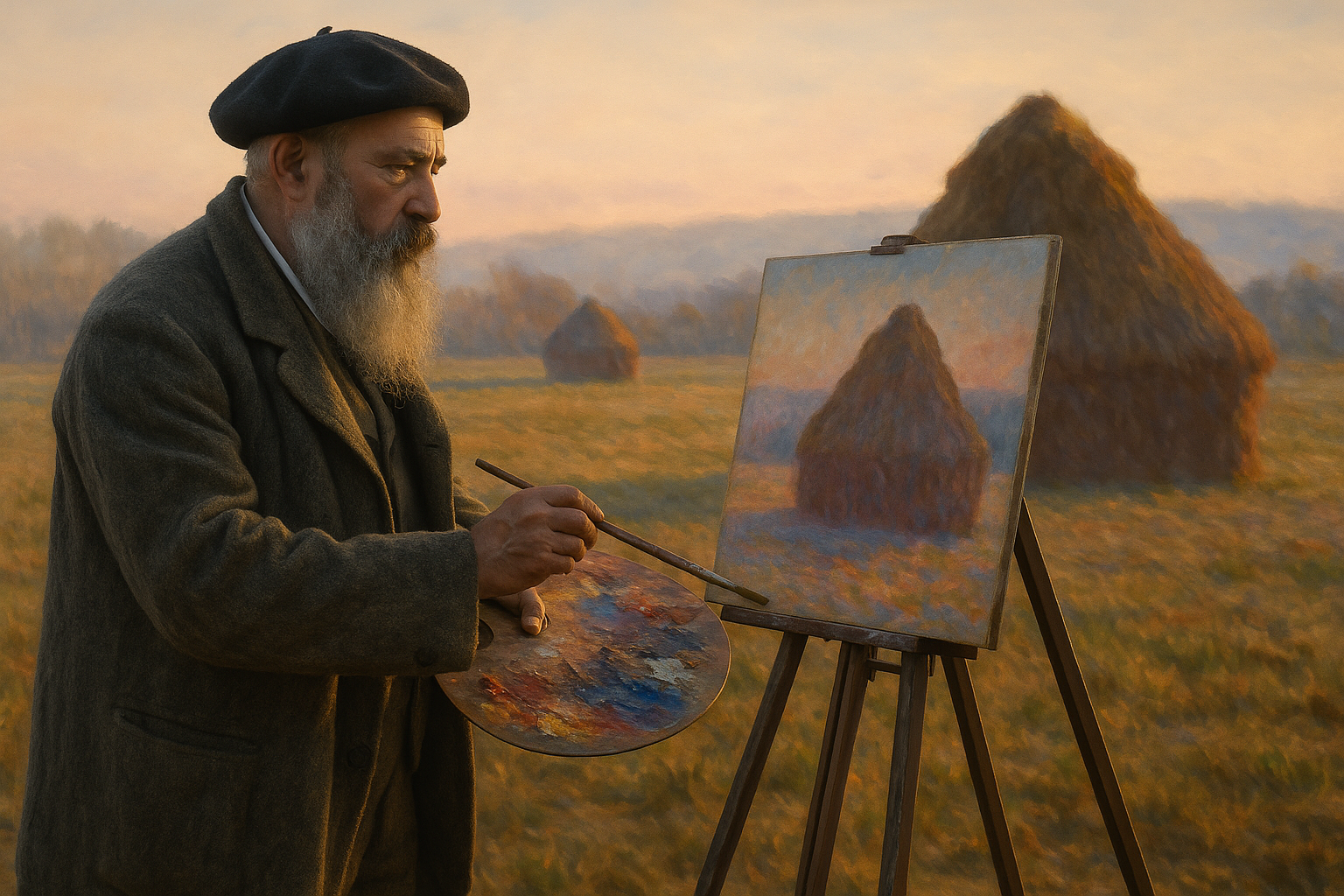 monet qui peint les meules