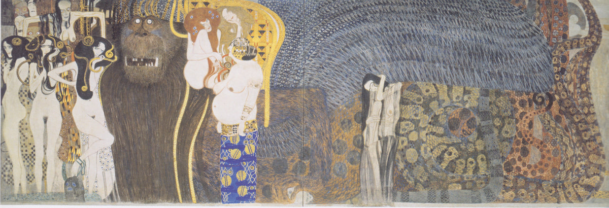 Gustav Klimt, Frise Beethoven, mur central des Forces hostiles avec Typhée et les Gorgones