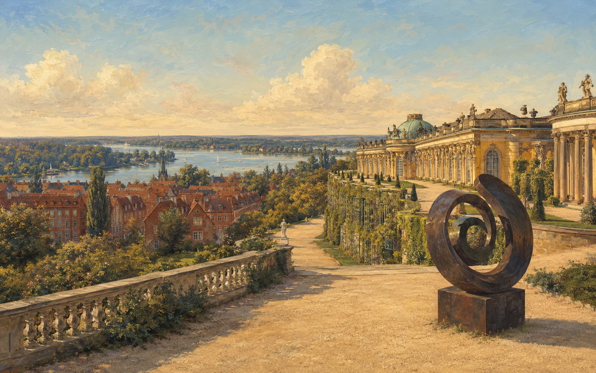 Galeries d’art à Potsdam avec Sanssouci, le quartier hollandais, la Havel et une sculpture contemporaine