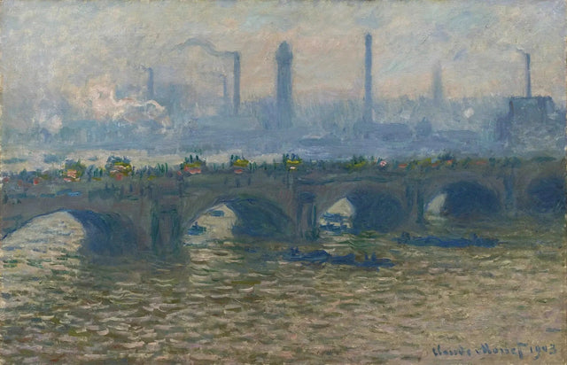 Waterloon silta, pilvinen sää - Claude Monet