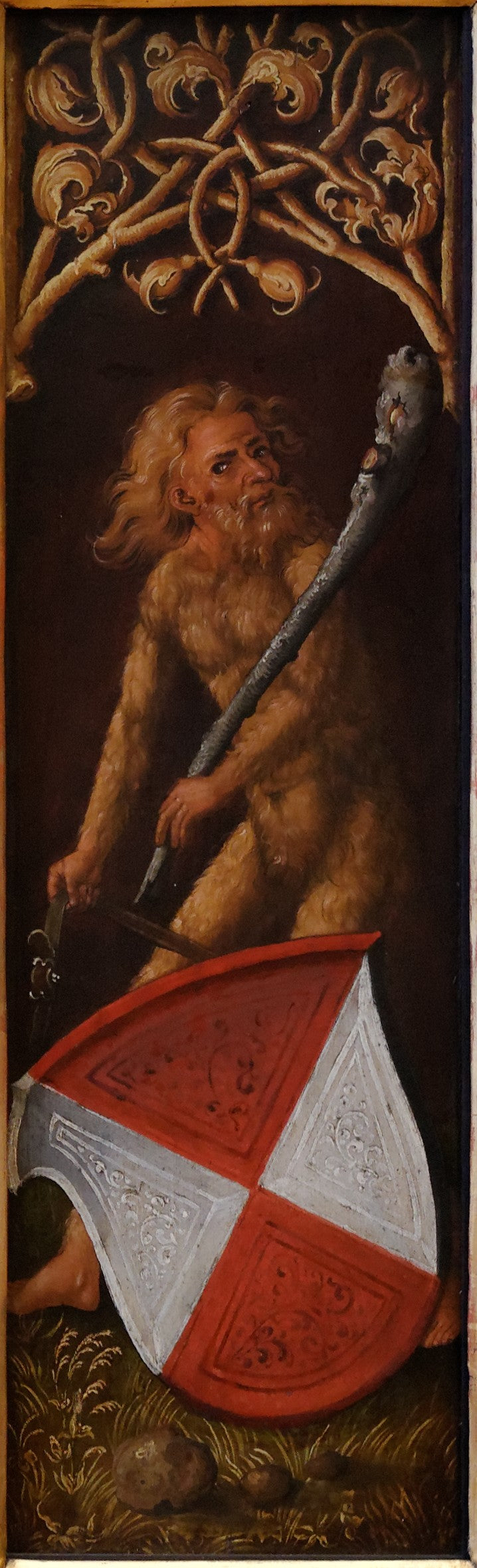 Portrait d'Oswolt Krel : « Hommes Sylvains » avec les boucliers héraldiques d'Agathe von Esendorf - Albrecht Dürer