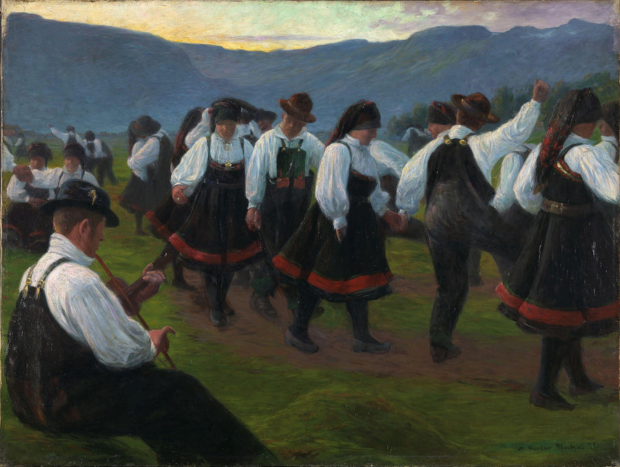 Danse à Setesdal, Gustav Wentzel, 1891, peinture à l’huile