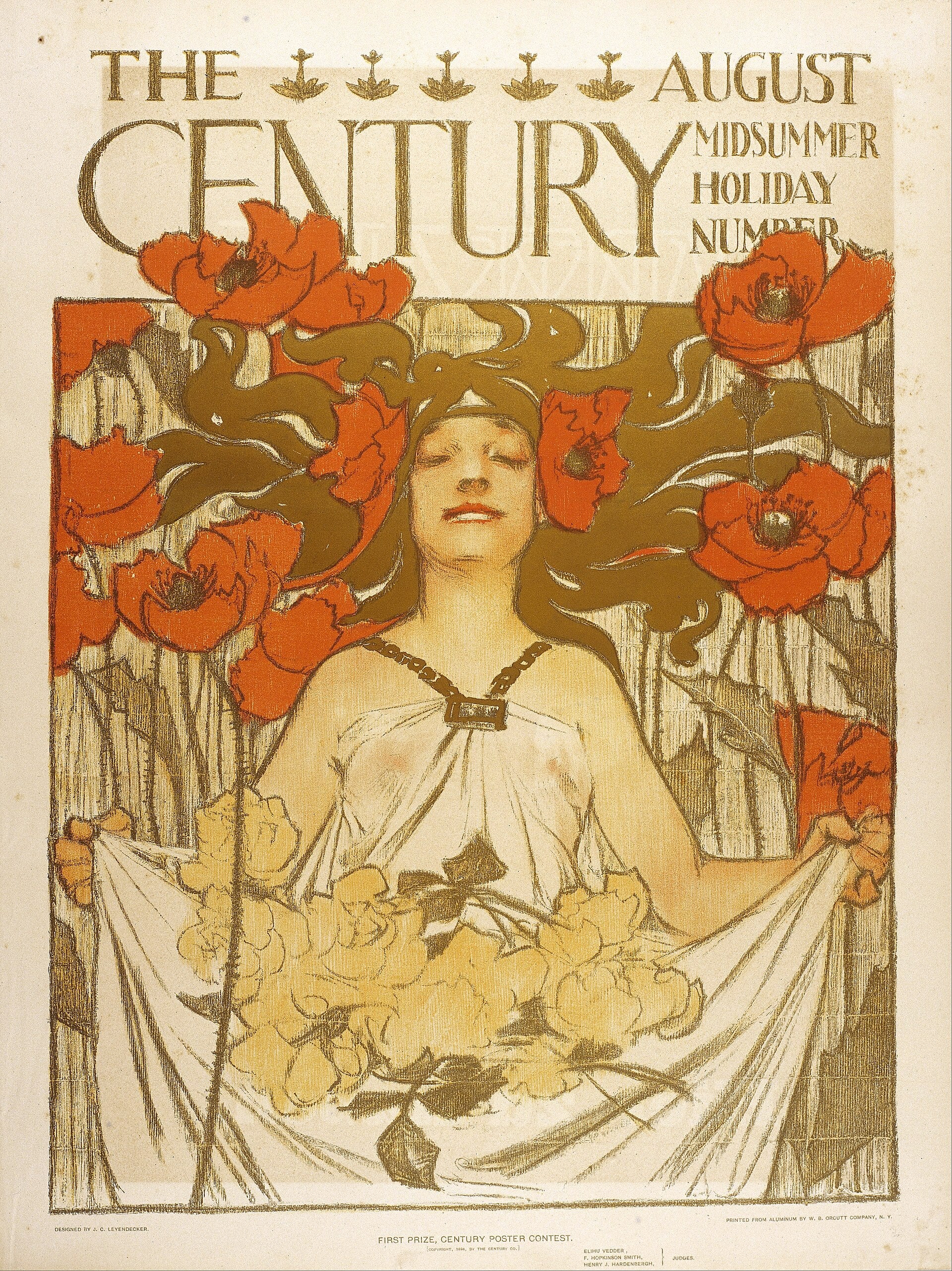 The Century, August, J. C. Leyendecker, 1896 — reproduction peinte à la main
