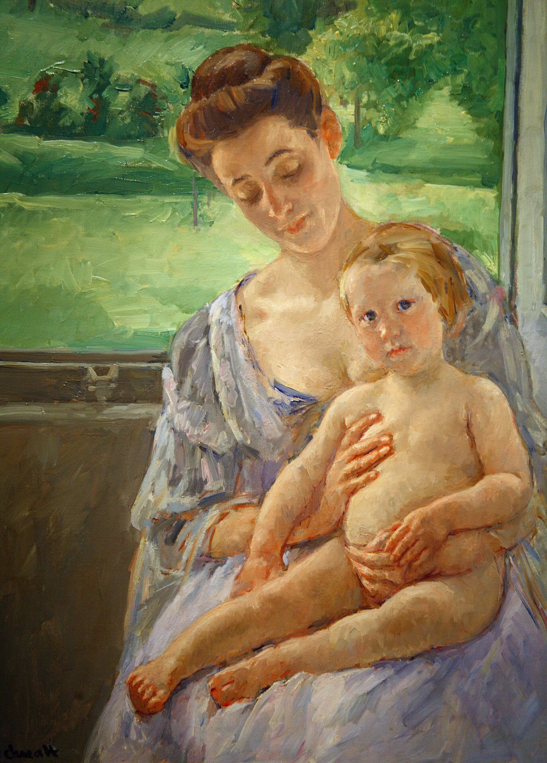 Mère et enfant dans la serre, Mary Cassatt, 1906, huile sur toile