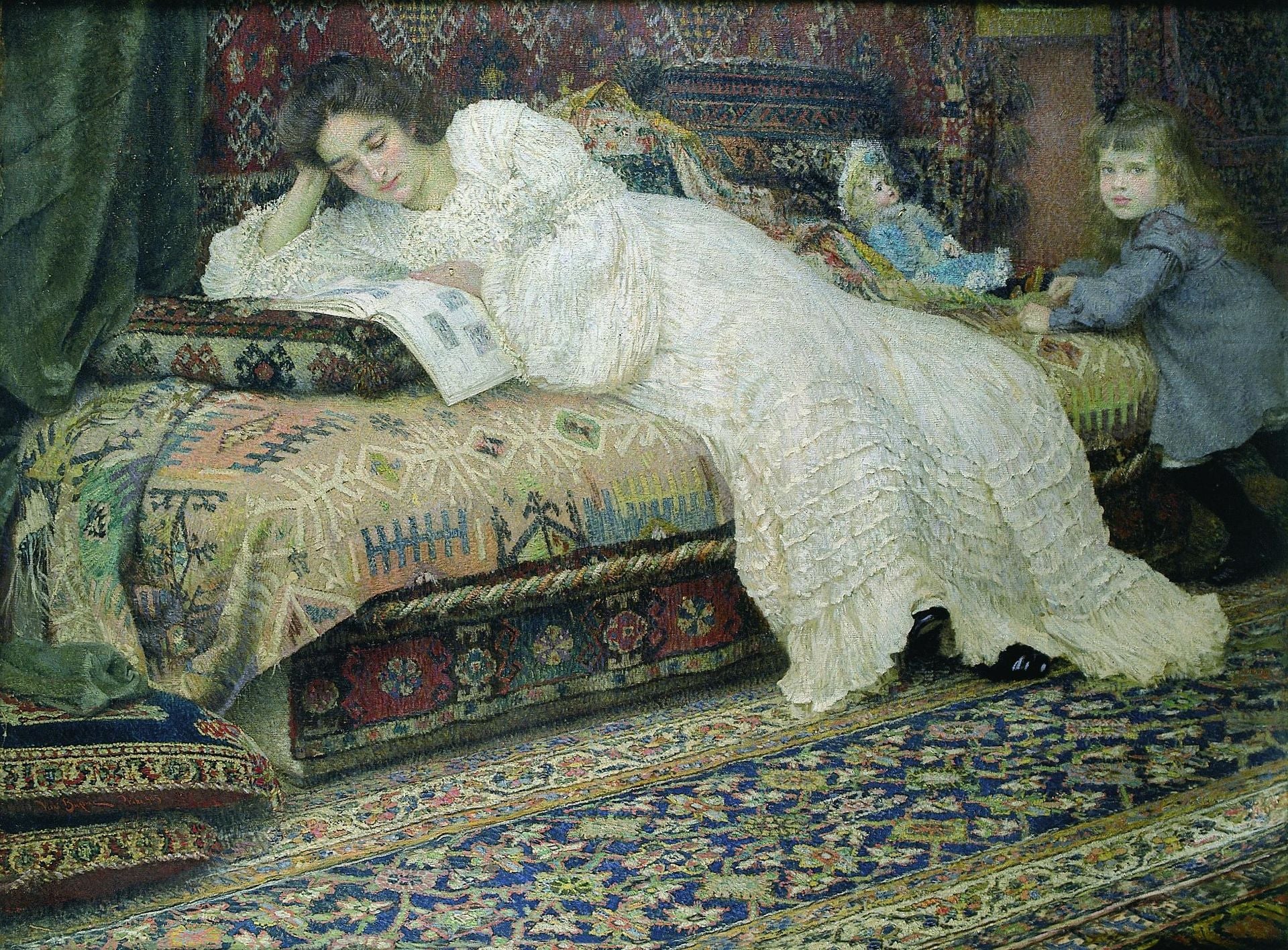 Conversation sur le divan, Vlaho Bukovac, vers 1905, huile sur toile