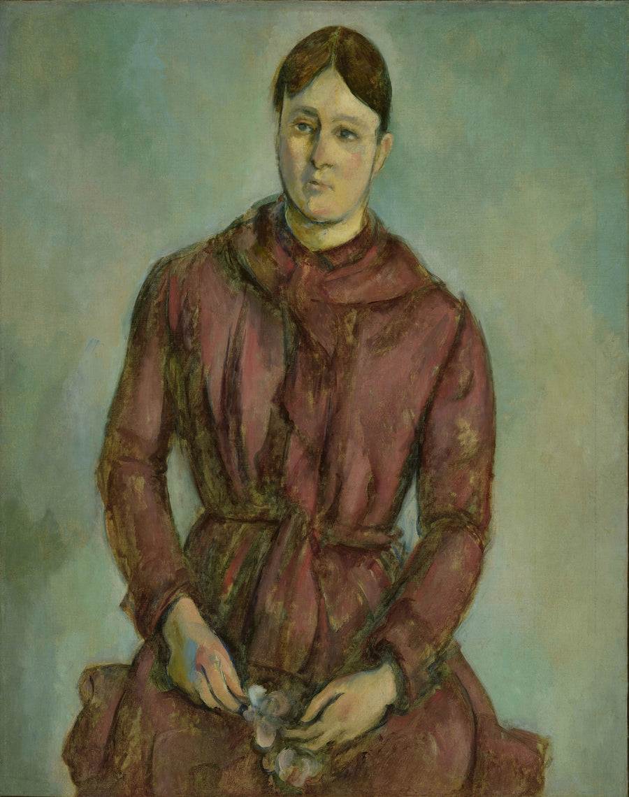 Rouva Cézanne punaisessa mekossa - Paul Cézanne