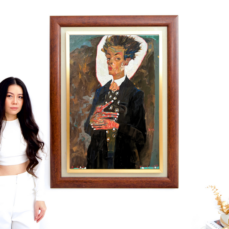 Itsepotretti liivissä - Egon Schiele