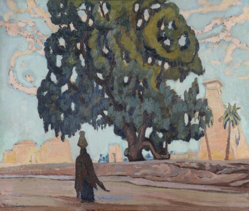 Paysage d’Égypte, Konstantinos Maleas, 1923, Oil on pasteboard