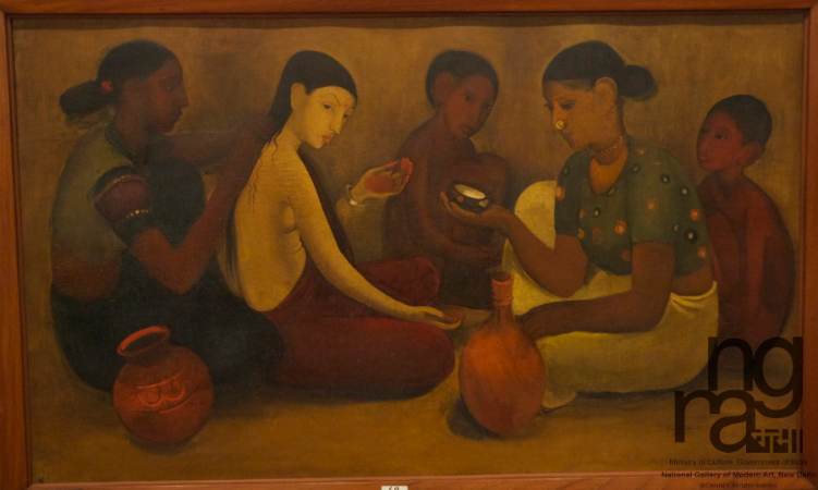La Toilette de la mariée, Amrita Sher-Gil, Date non précisée par la NGMA, huile sur toile