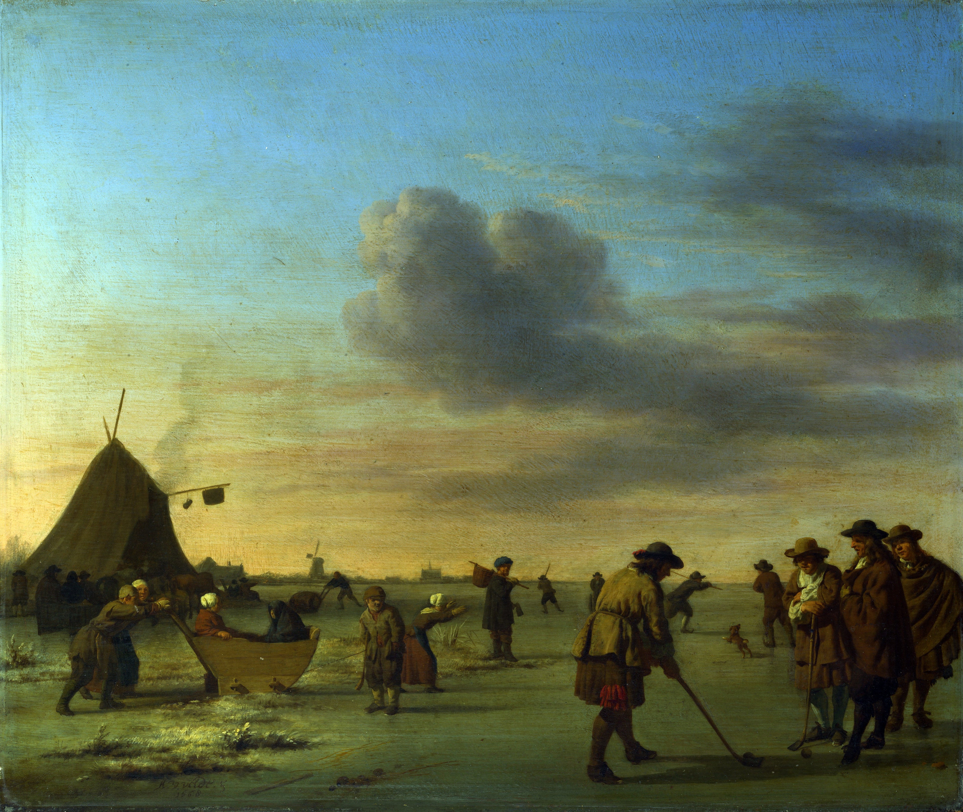 Des golfeurs sur la glace près de Haarlem - Adriaen van de Velde