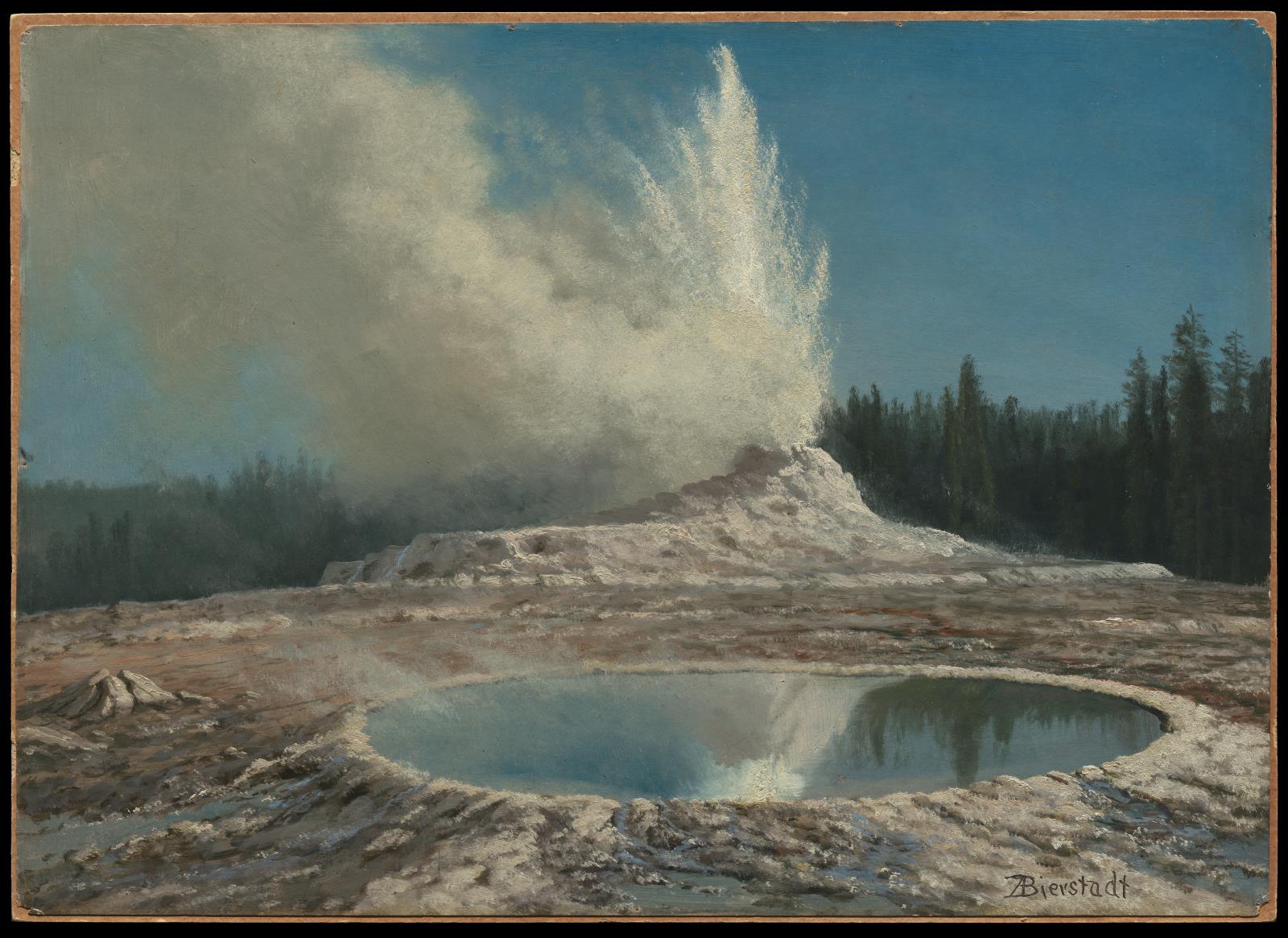 Geyser, parc de Yellowstone - Albert Bierstadt