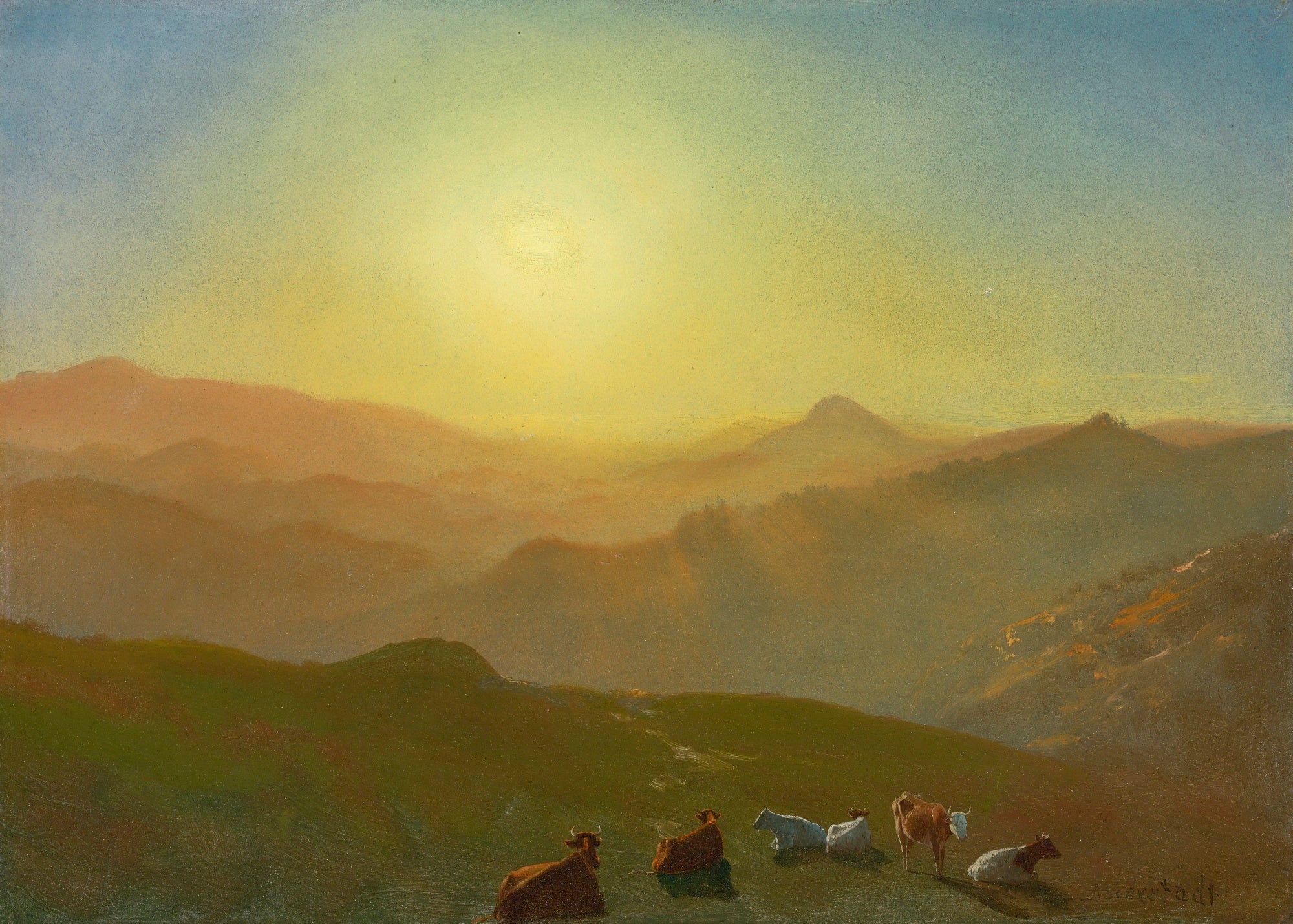 Coucher de soleil, Clay Street Hill, San Francisco - Albert Bierstadt
