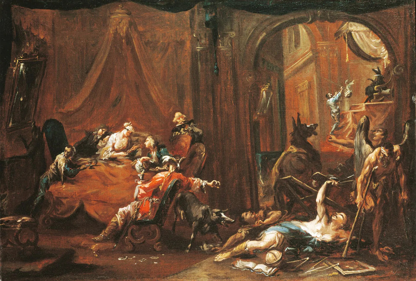 La dissipation et l'ignorance détruisent les arts et les sciences - Alessandro Magnasco image 1 copie peinte à la main à l’huile