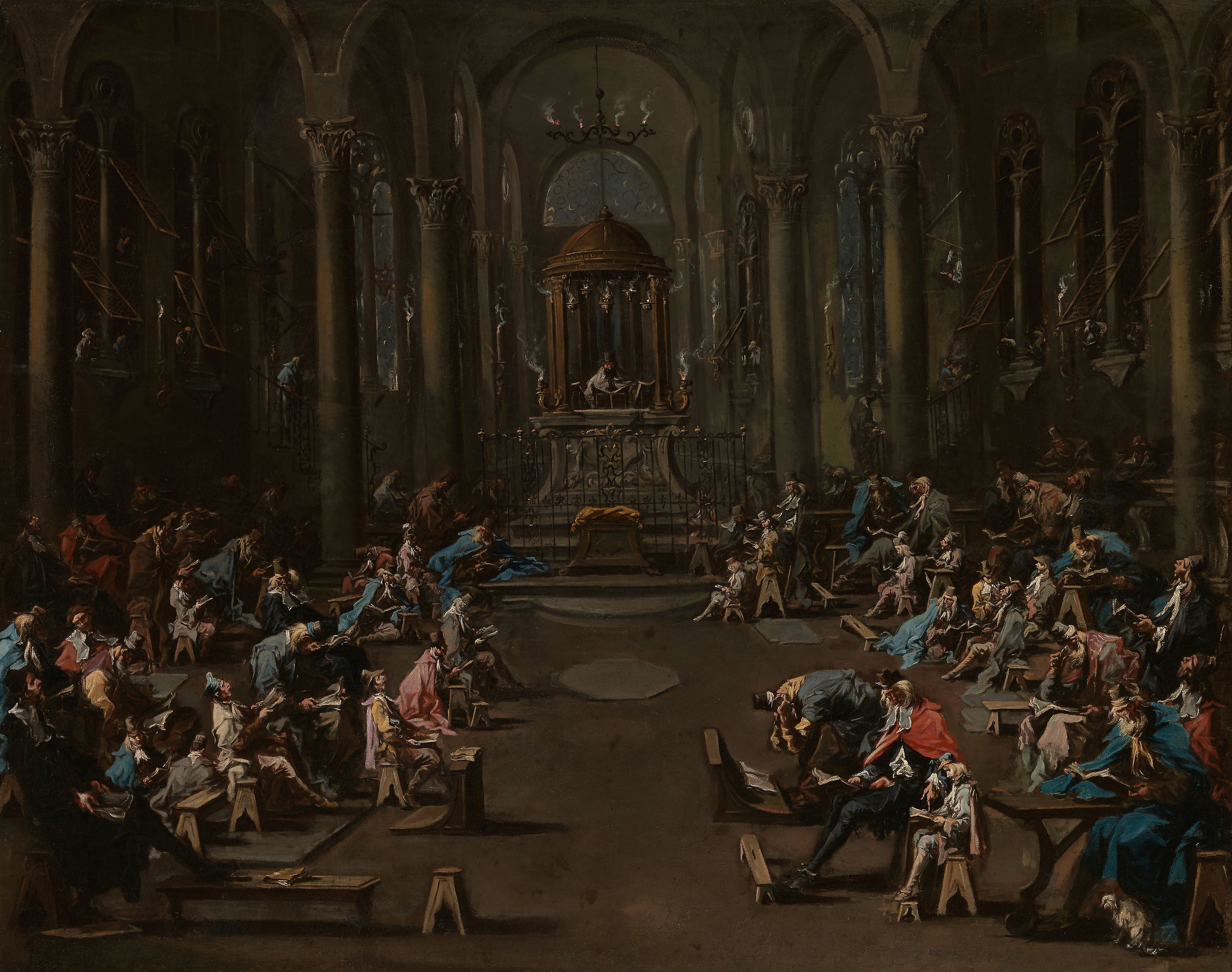 La synagogue - Alessandro Magnasco image 1 reproduction de peinture à l’huile