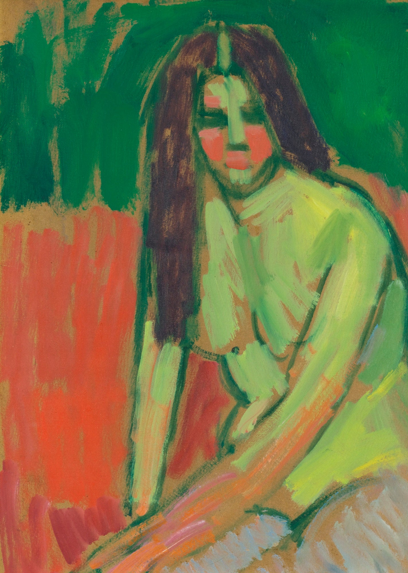Figure à moitié nue aux cheveux longs, assise penchée - Alexej von Jawlensky