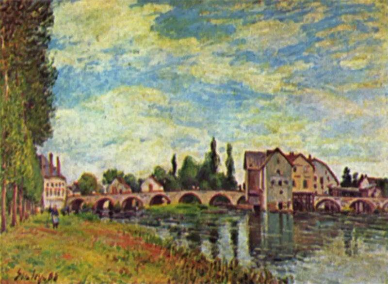 Moretin silta ja mylly kesällä - Alfred Sisley