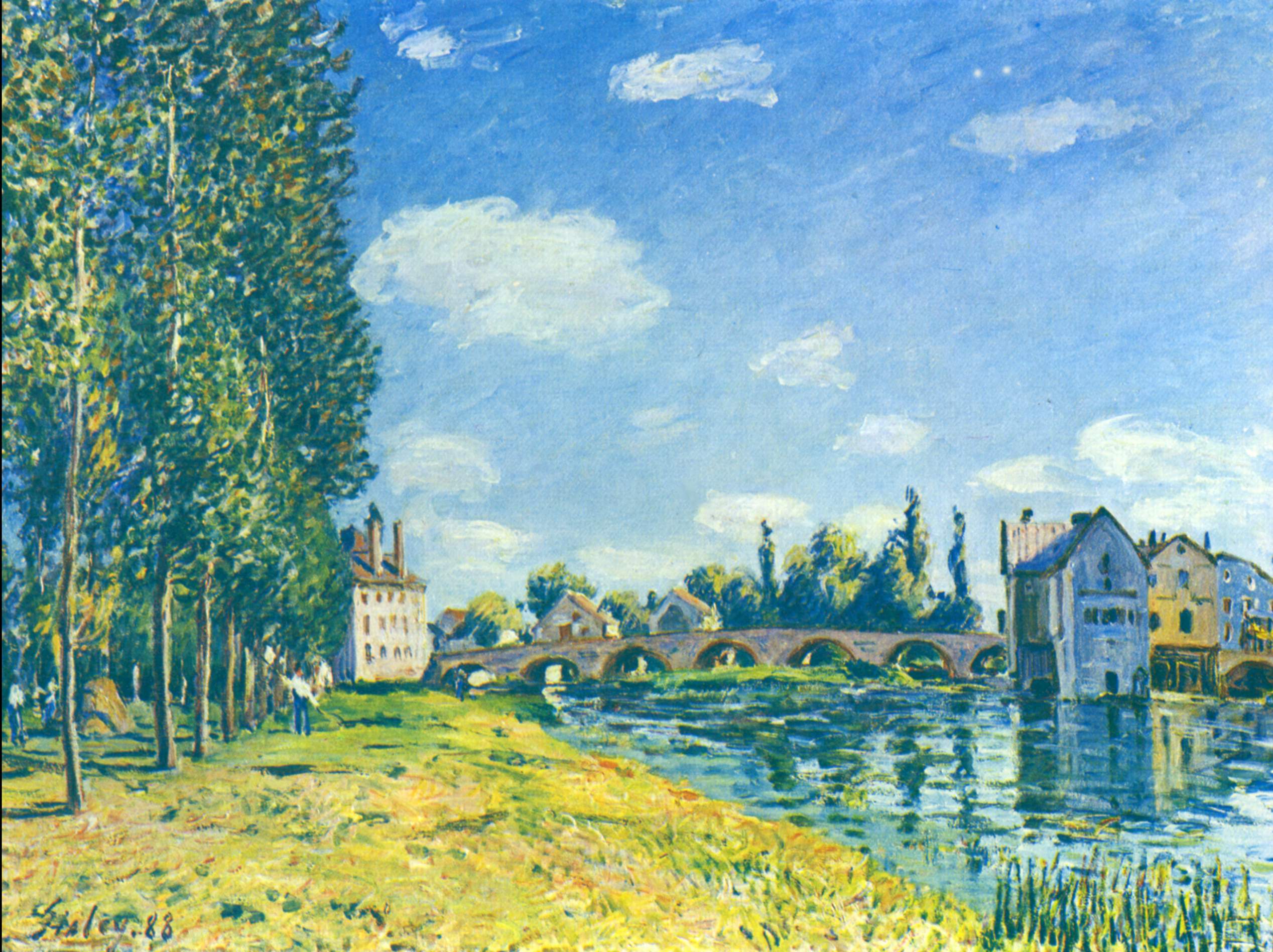 Reproduction du tableau « Pont et Moulin de Moret en été - Alfred Sisley » par Alpha Reproduction en peinture à l’huile