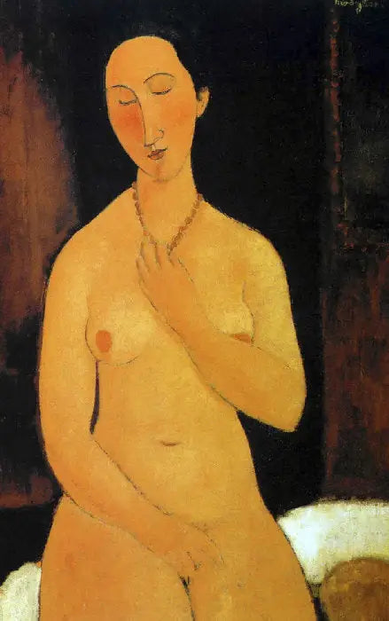 Nu istuva kaulassa - Amedeo Modigliani