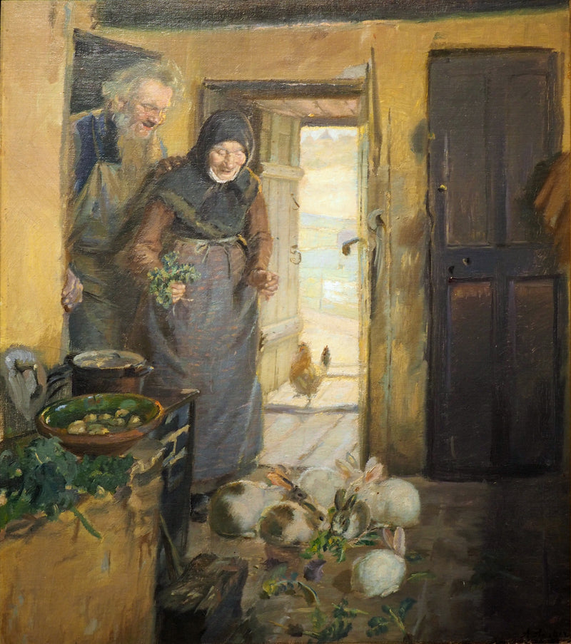 Kaksi vanhusta ja heidän kanejaan - Anna Ancher