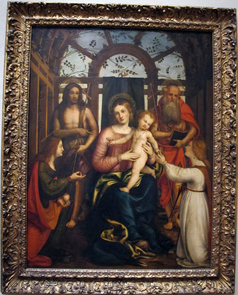 Vierge à l'Enfant, avec Saints Marie-Madeleine, Jean le Baptiste, Jérôme et Catherine d'Alexandrie - Andrea Previtali