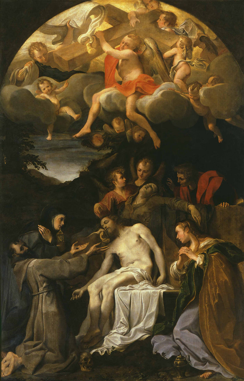 Asennus Marian ja pyhimysten Clare, Fransiska, Magdaleena ja Johanneksen kanssa - Annibale Carracci
